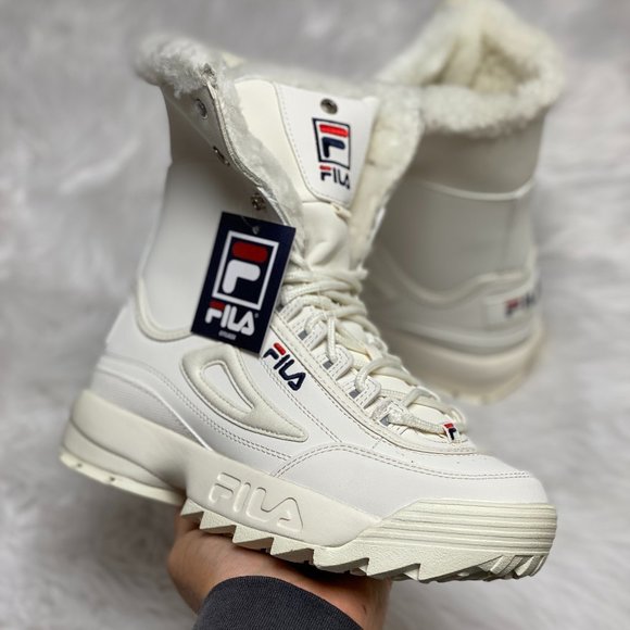 Fila Shoes - Fila Disruptor Womens Shearling Winter Boots White 5HM00544-125 NEW* Sz 9